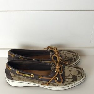 Coach Richelle Boat Shoes Sz 8.5 Tan & Brown